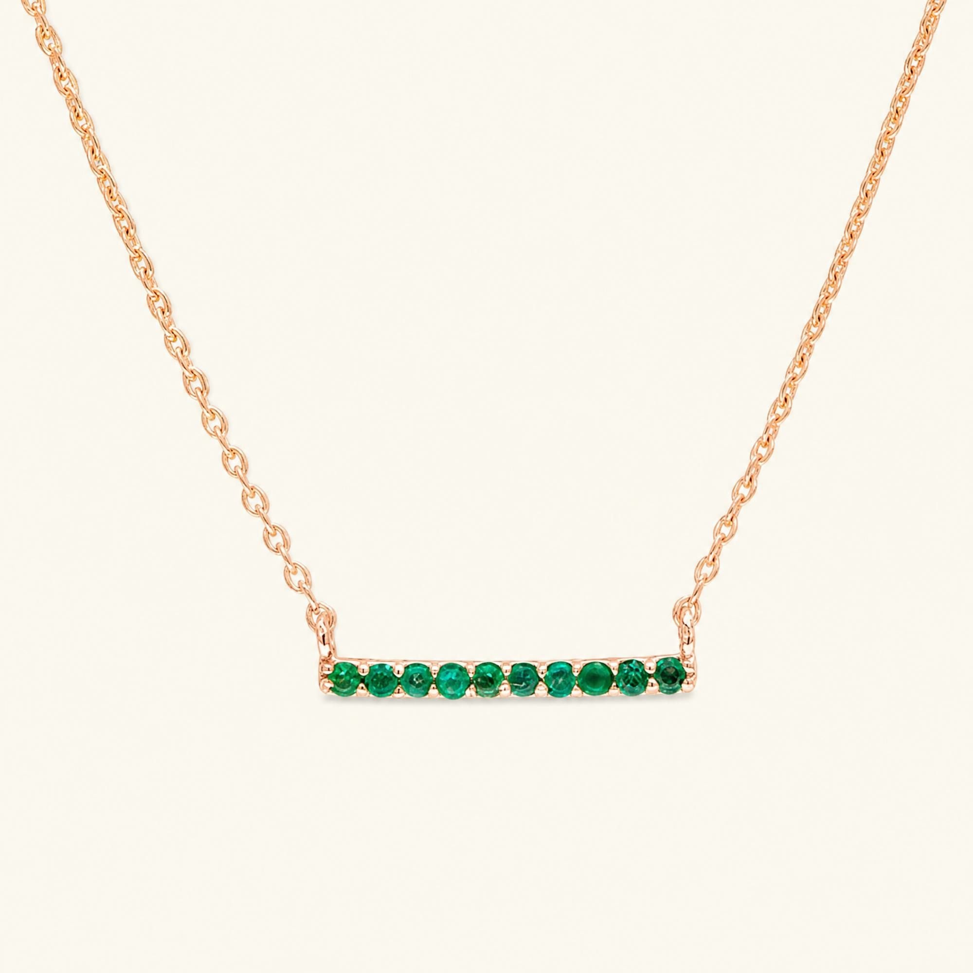 Ujala emerald bar necklace - rose gold