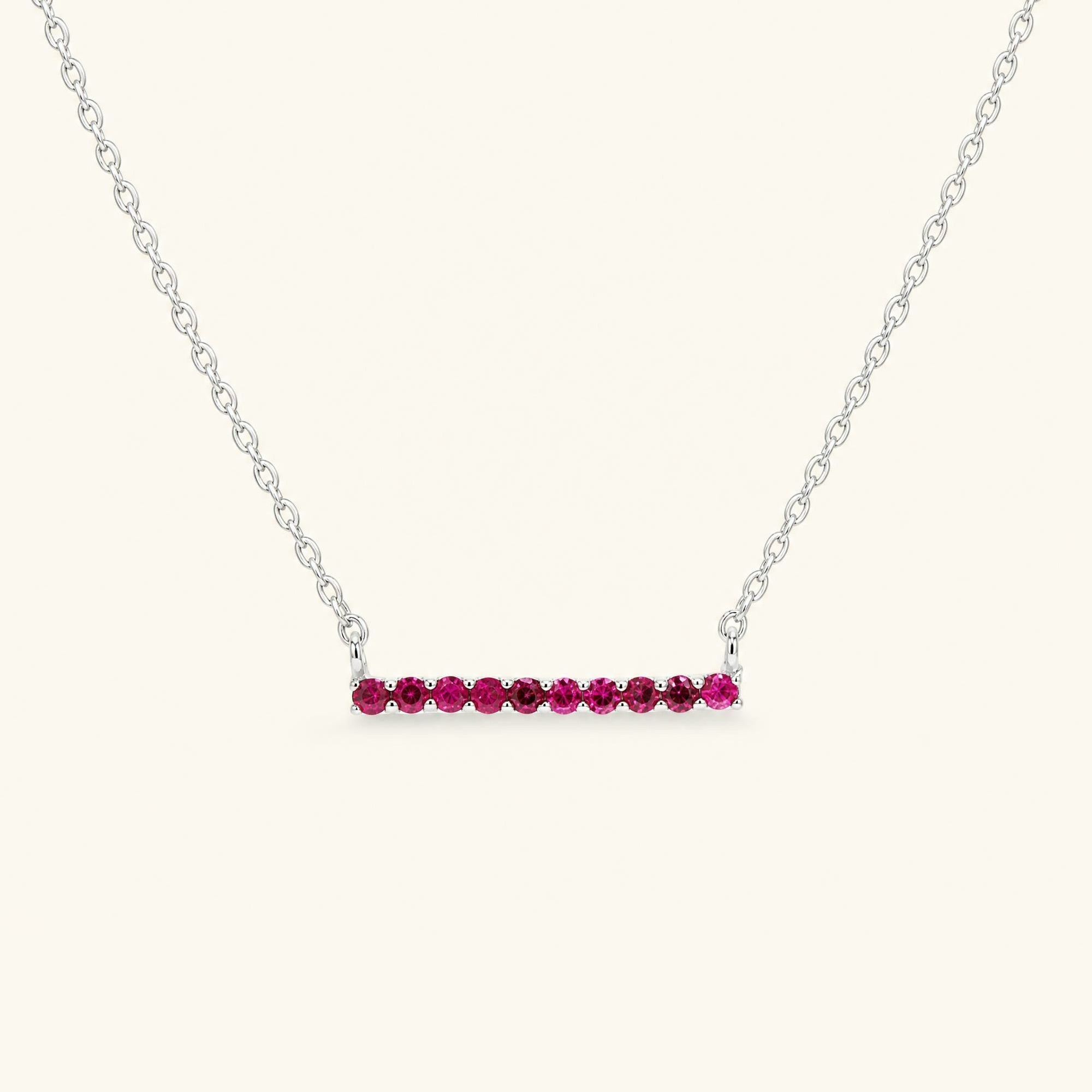 Ujala bar necklace Ruby - white gold