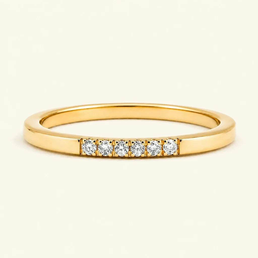 Nisha fine ring paved with white diamonds in yellow gold by Mayuri