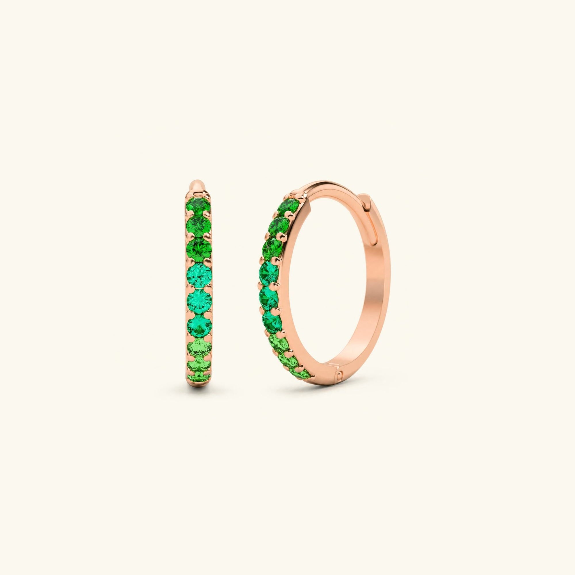 Jyoti Canopy Emerald hoops - rose gold