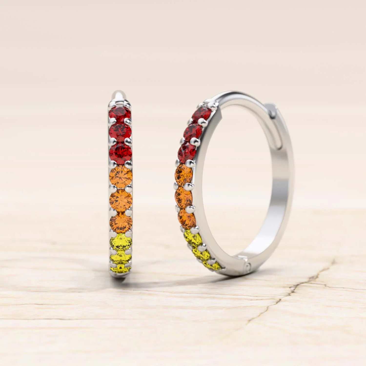 créoles jyoti or blanc saphir orange