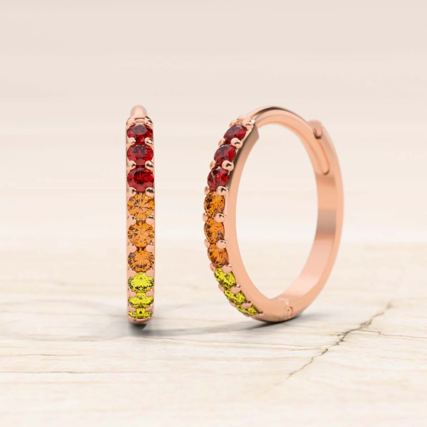 créoles jyoti or rose saphir orange