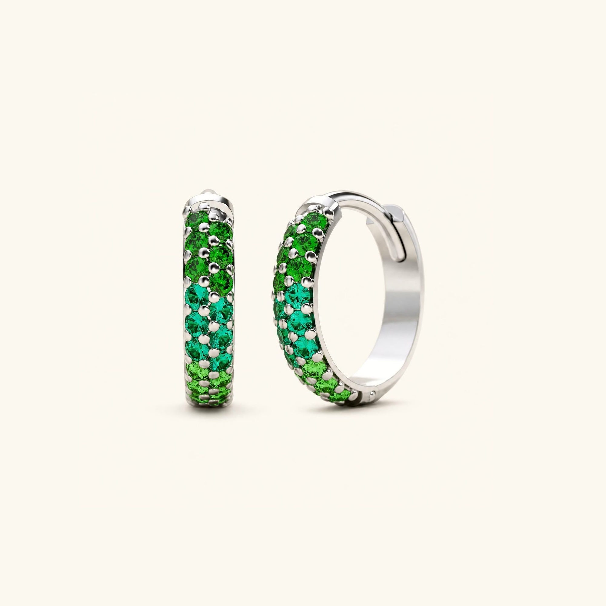Lavani Canopy Emerald hoops - white gold