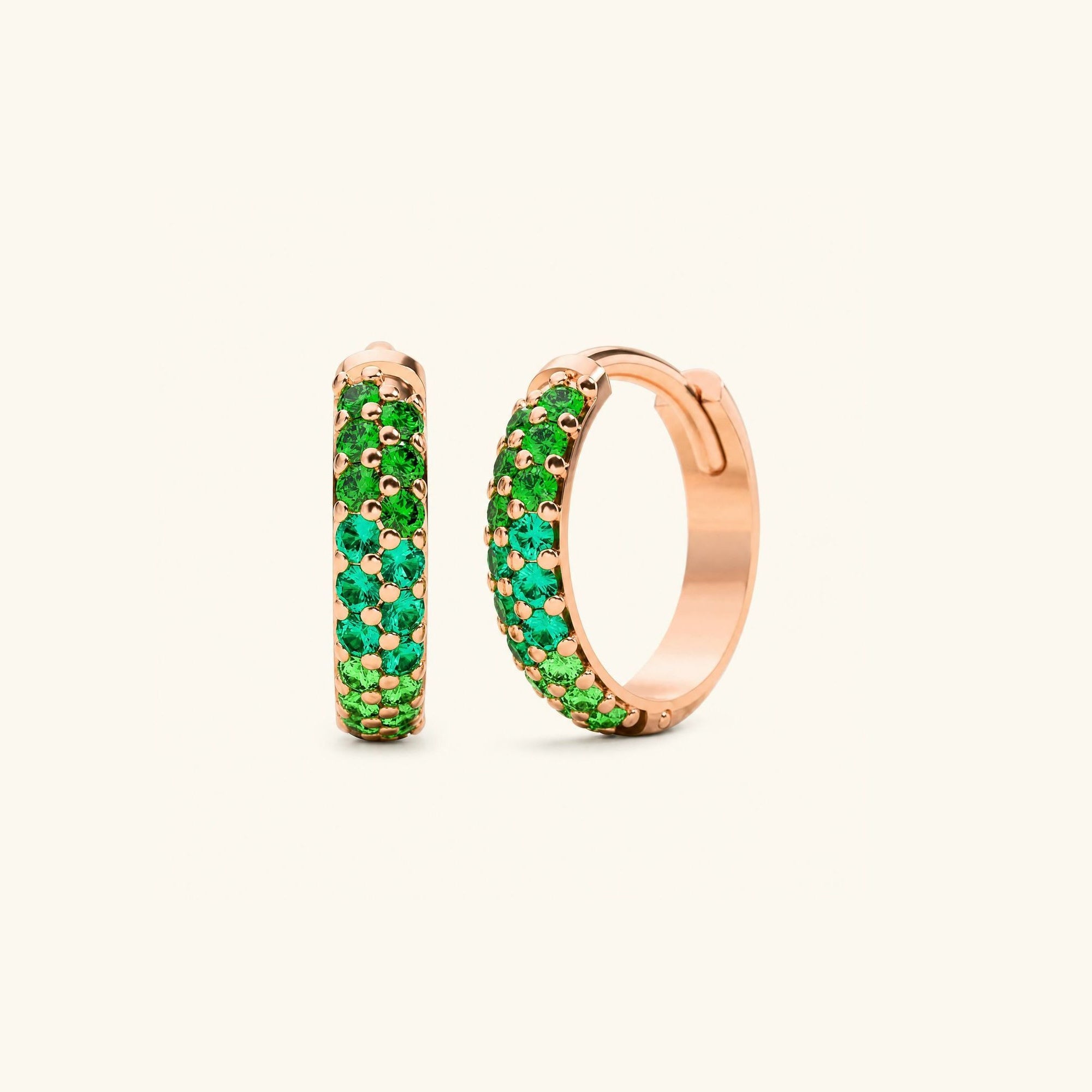Lavani Canopy Emerald hoops - rose gold