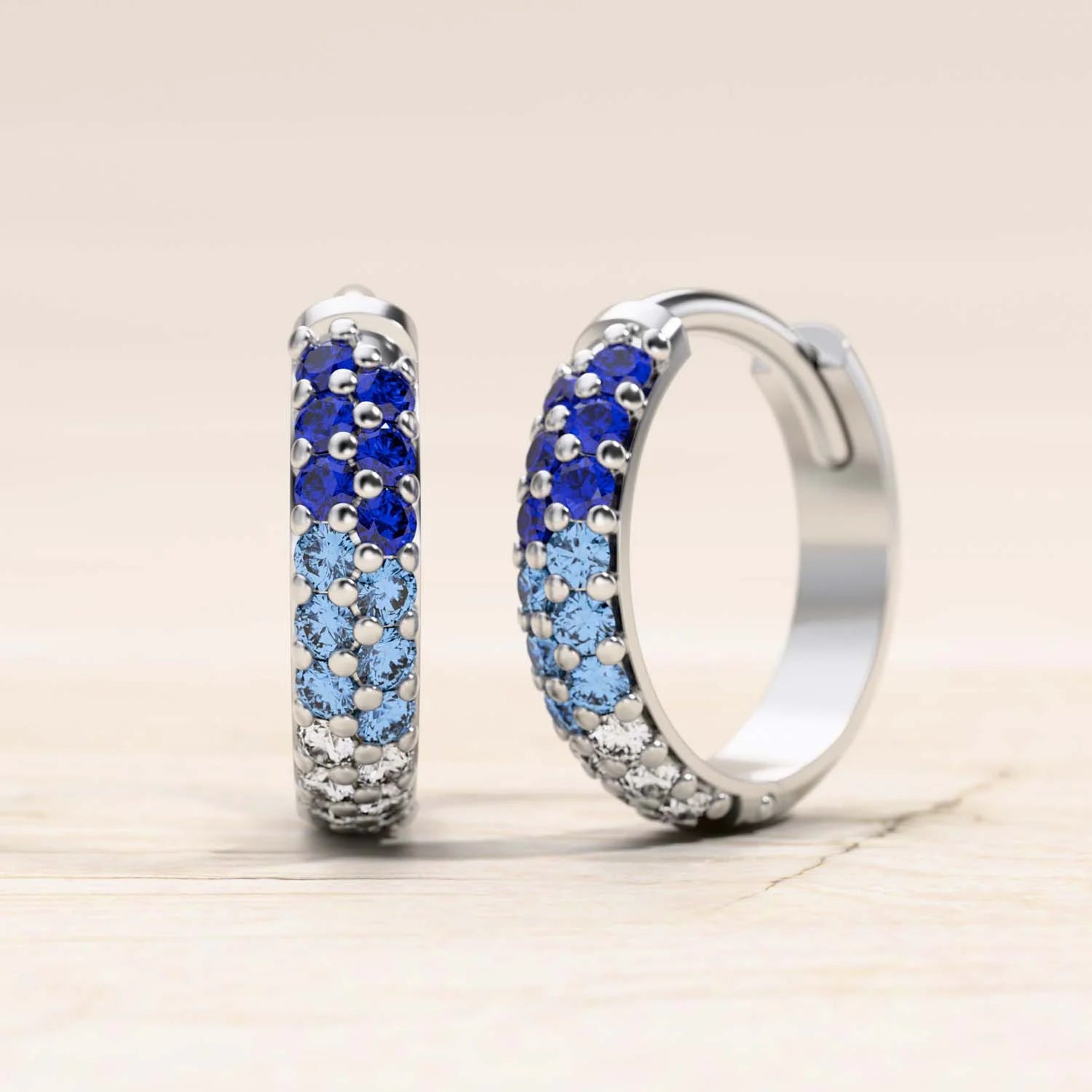 Créoles Lavani or blanc saphir pour femme