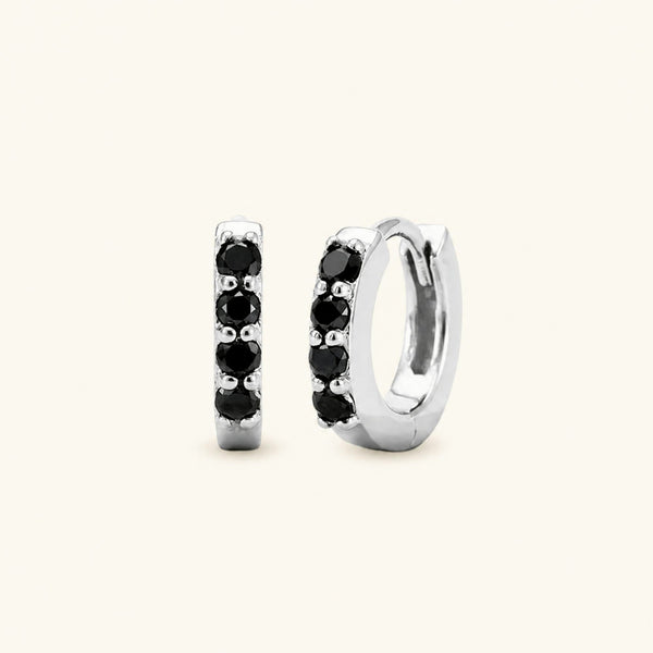 Sumitra hoops black diamond - white gold