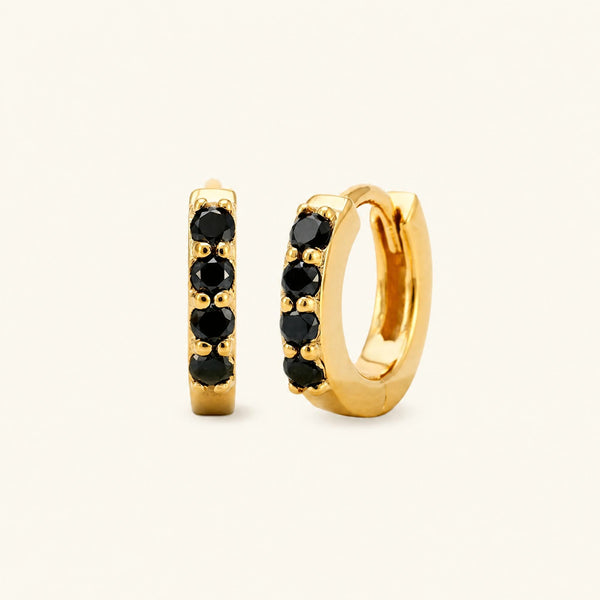 Sumitra hoops black diamond - yellow gold