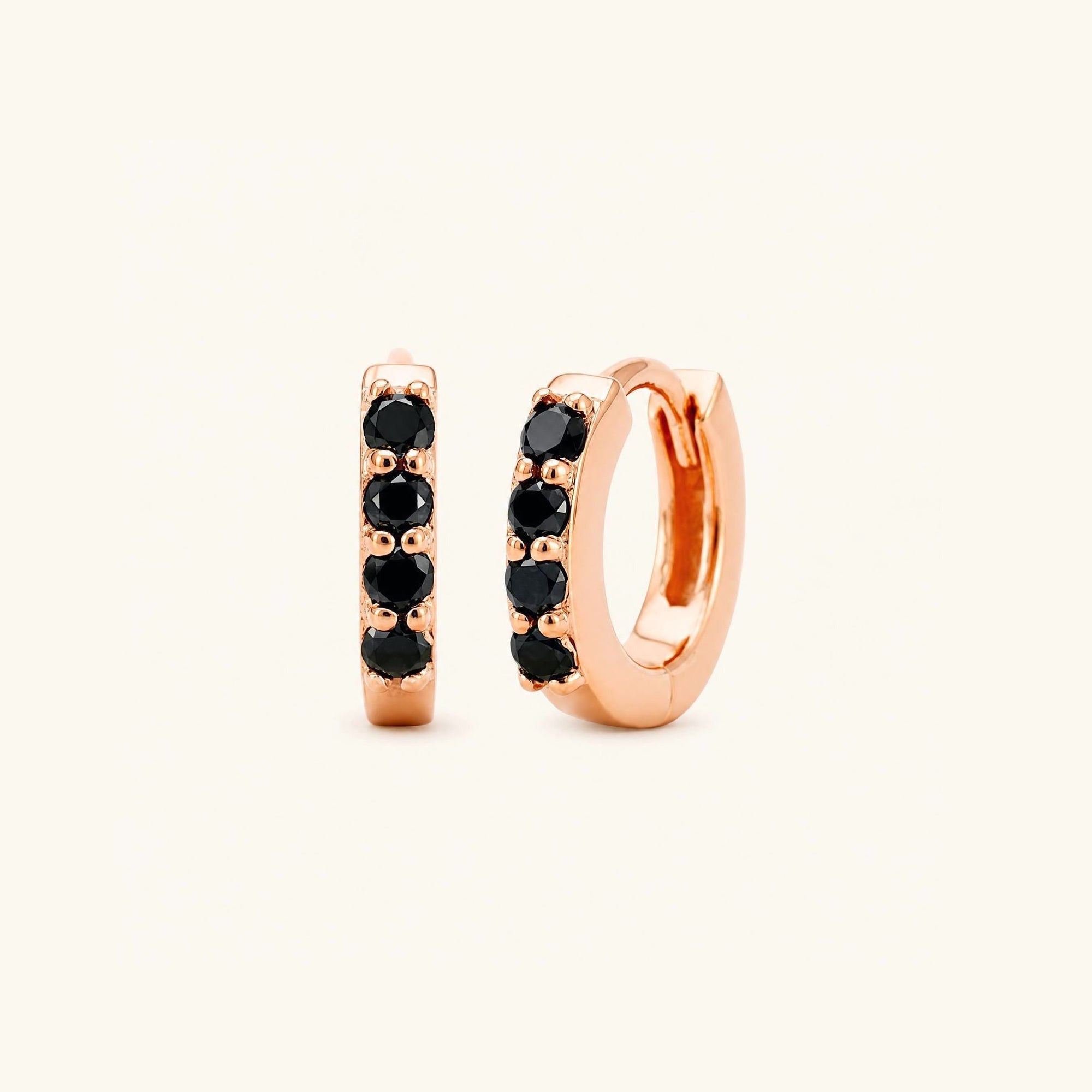 Sumitra hoops black diamond - rose gold