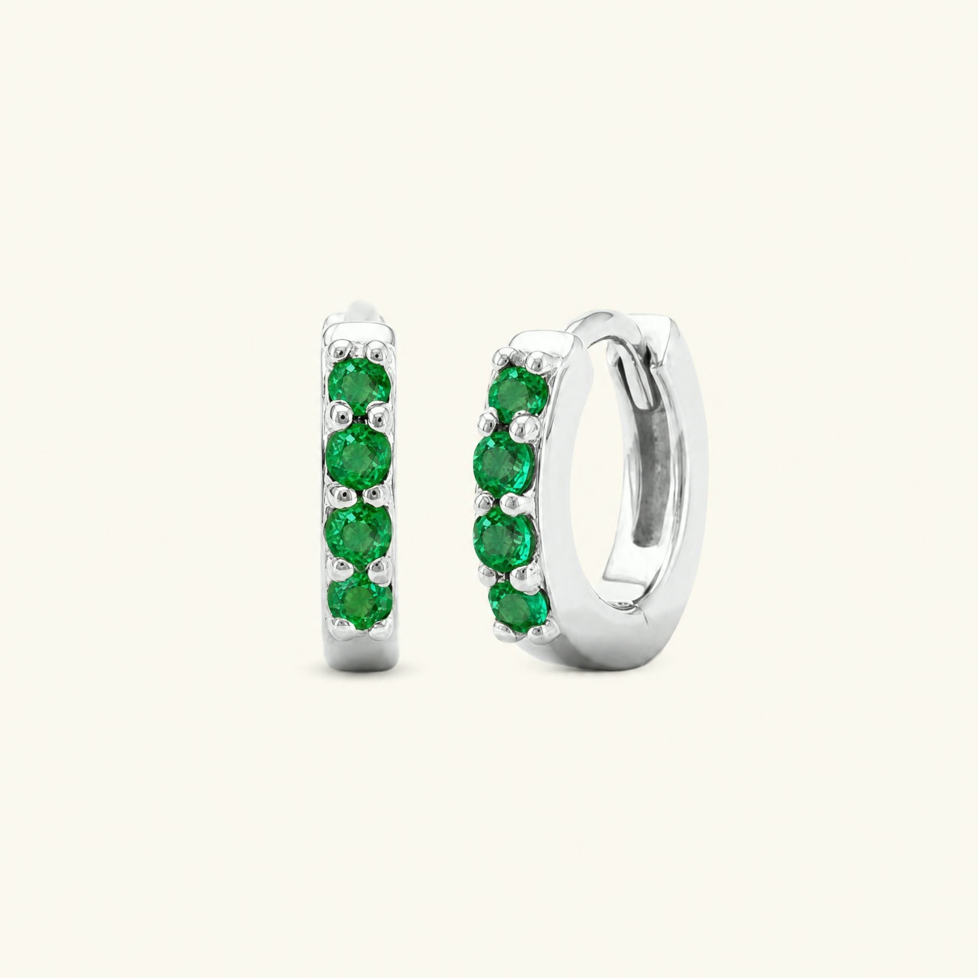 Sumitra hoops Emerald - white gold