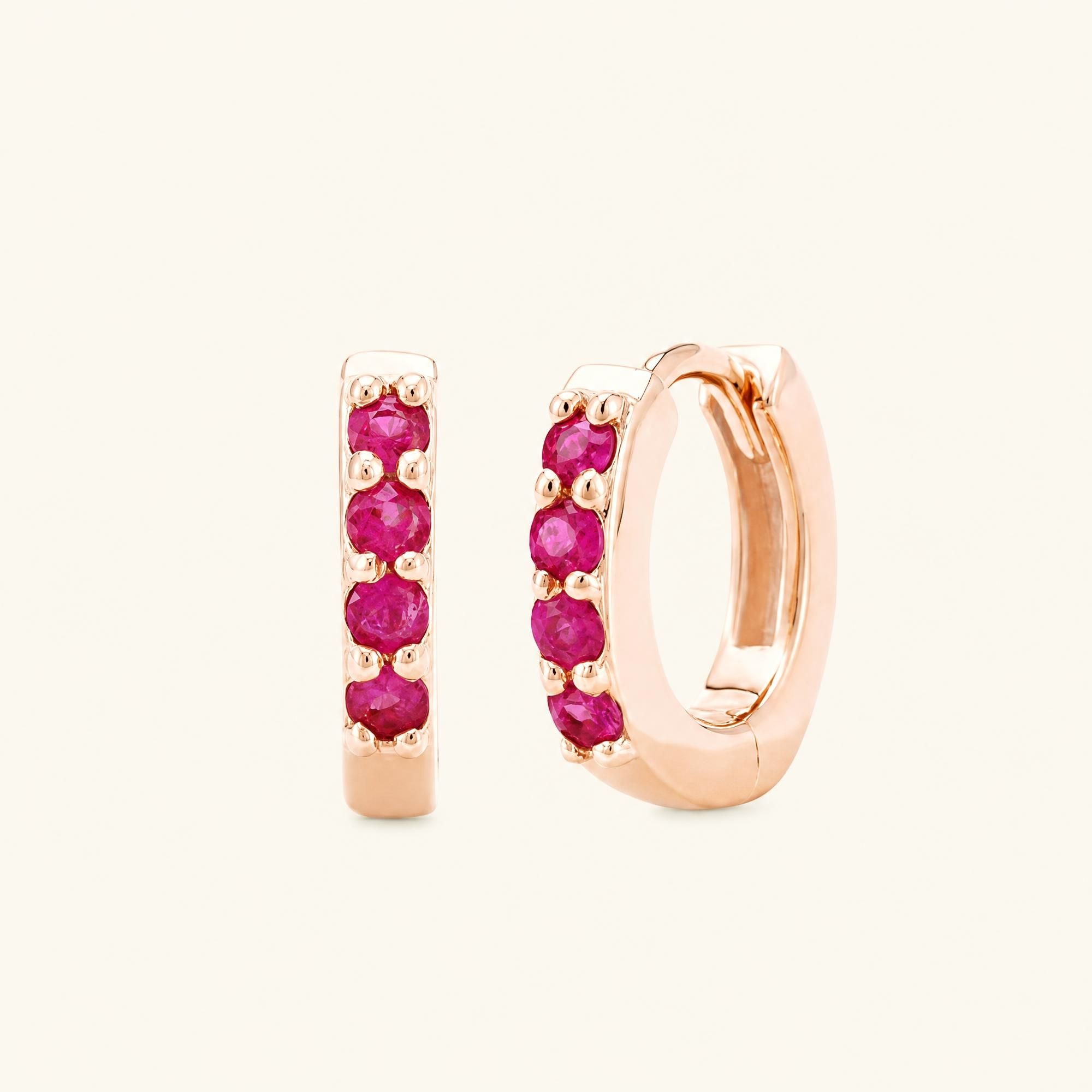 Sumitra hoops Ruby - rose gold