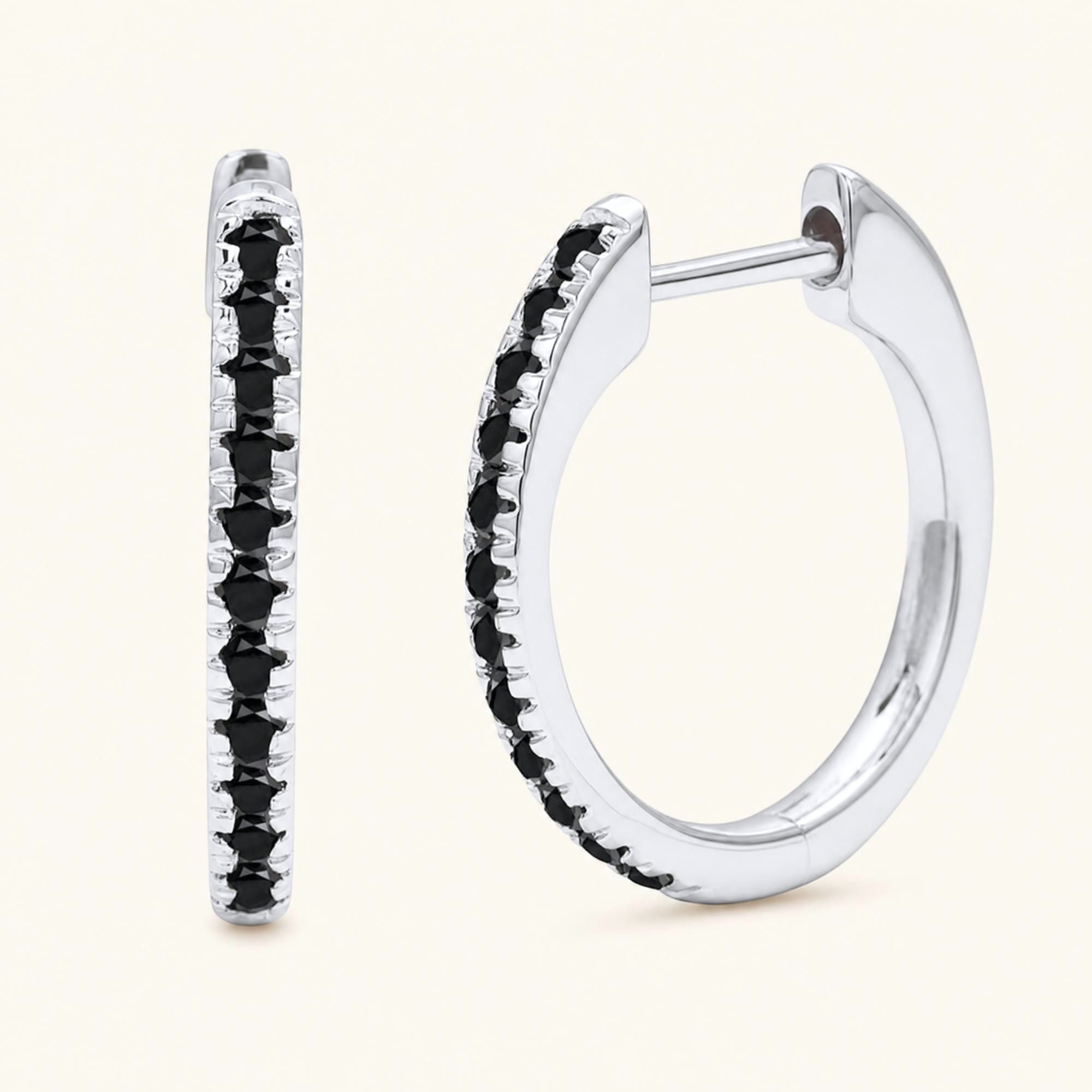 Ujala black diamond hoops in white gold