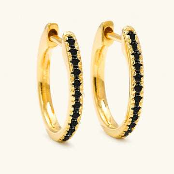 Ujala black diamond hoops in yellow gold