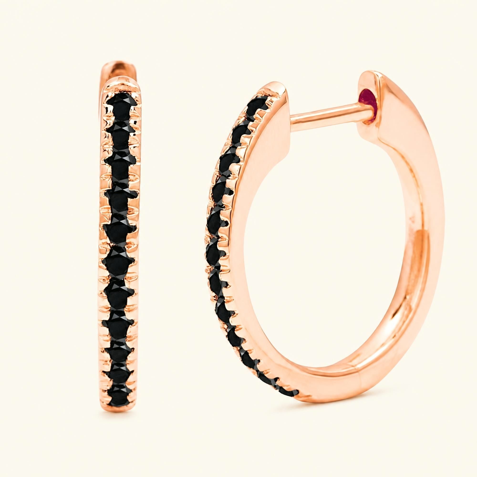 Ujala black diamond hoops in rose gold