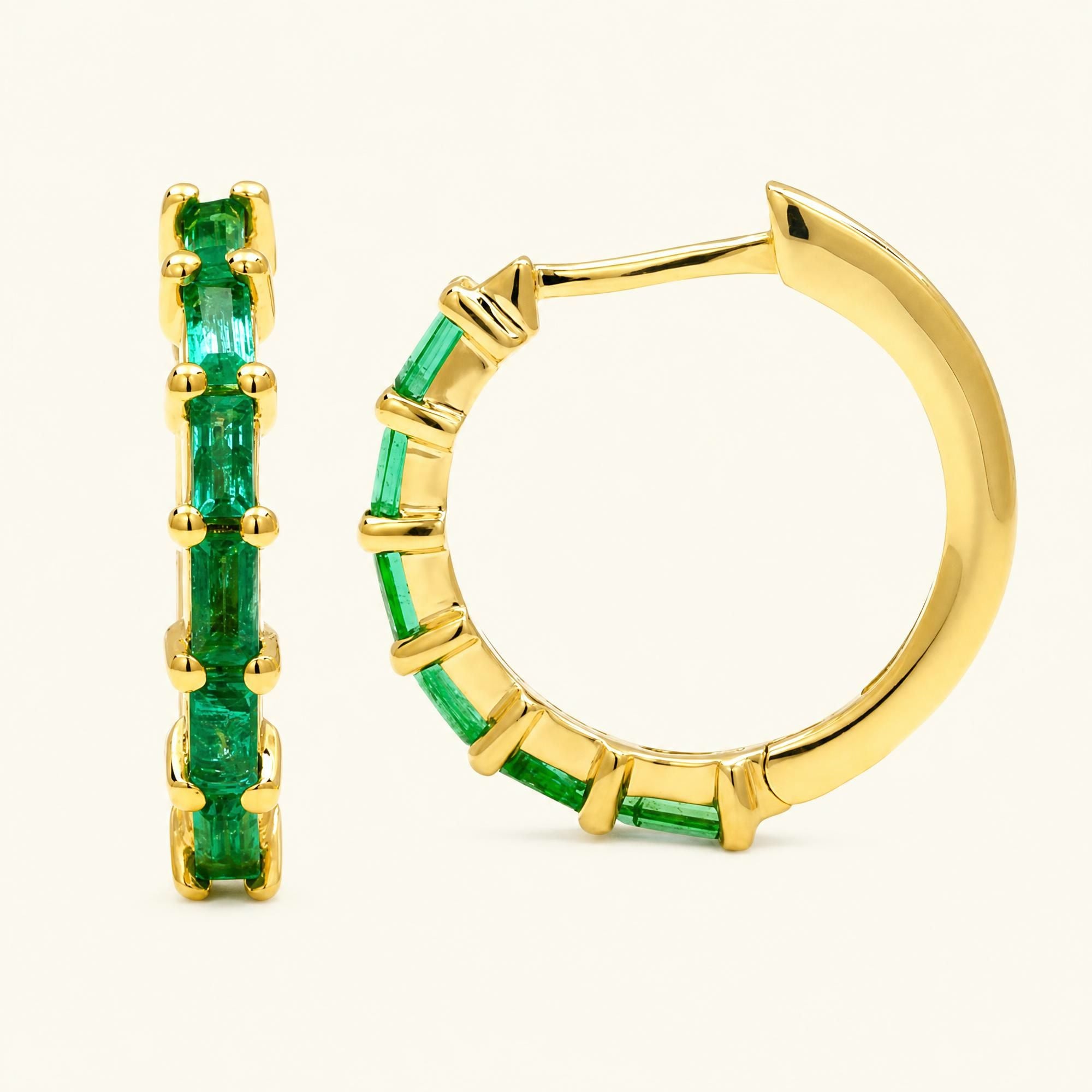 Yatra Emerald Hoops - yellow gold