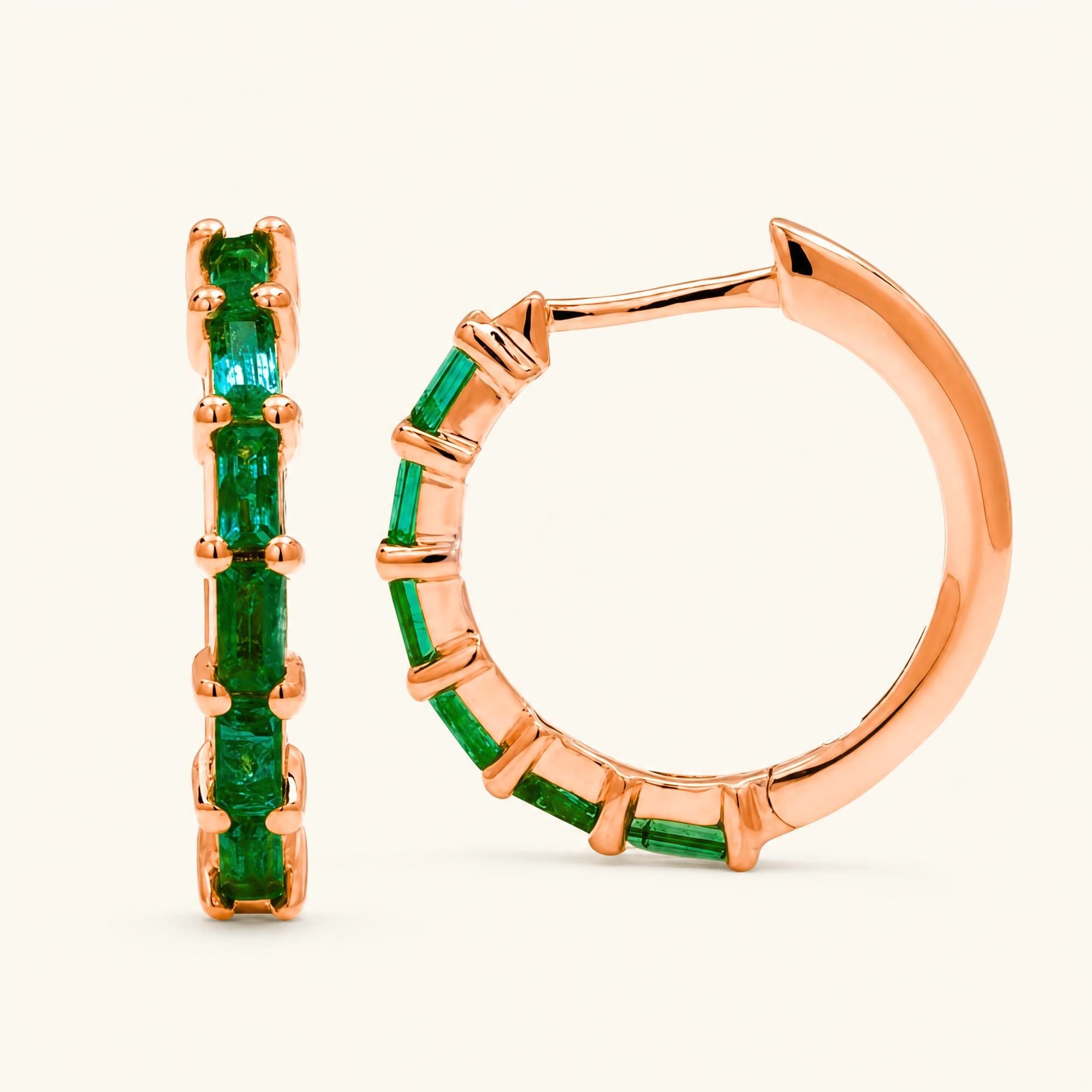 Yatra hoops Emerald - rose gold