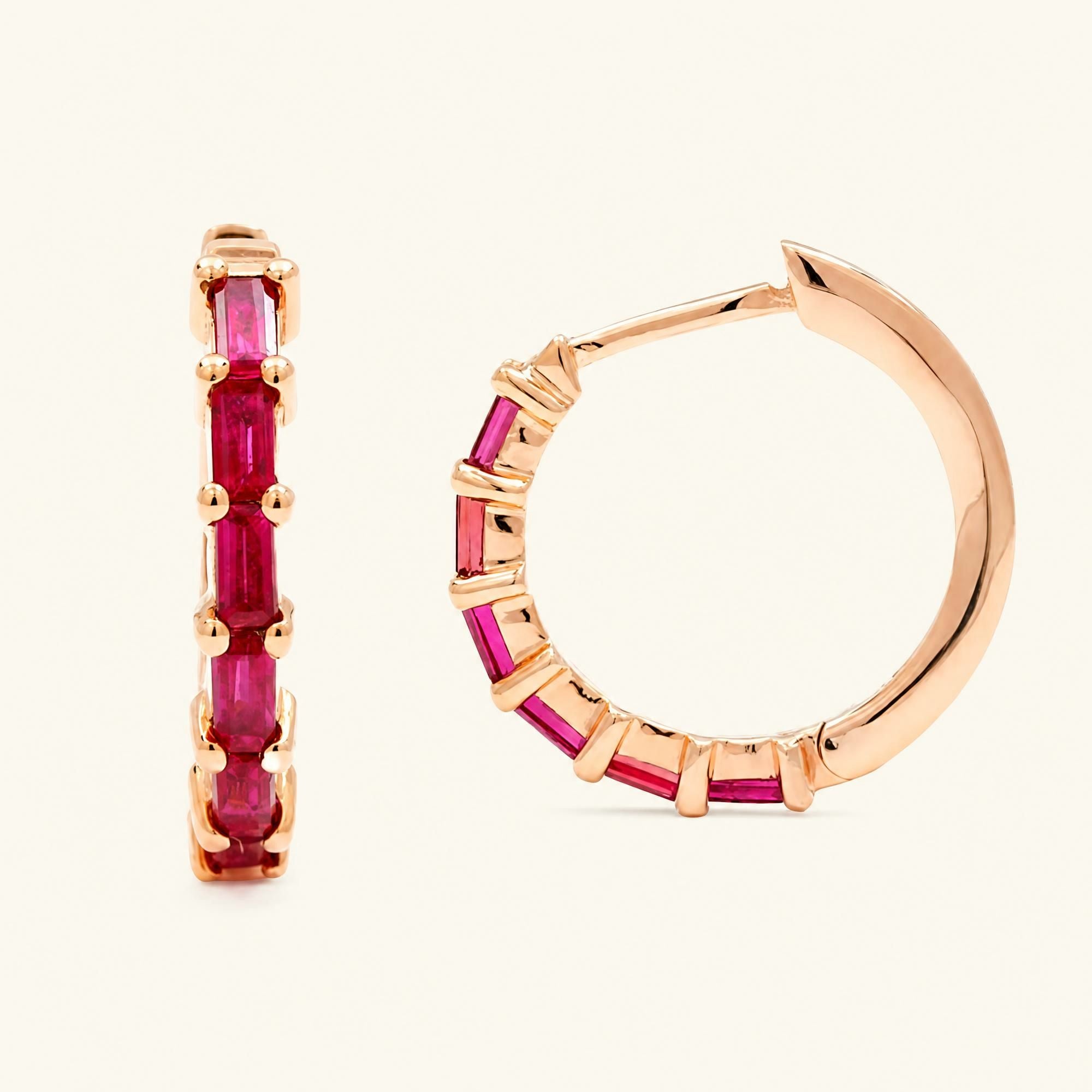 Yatra Ruby Hoops - rose gold