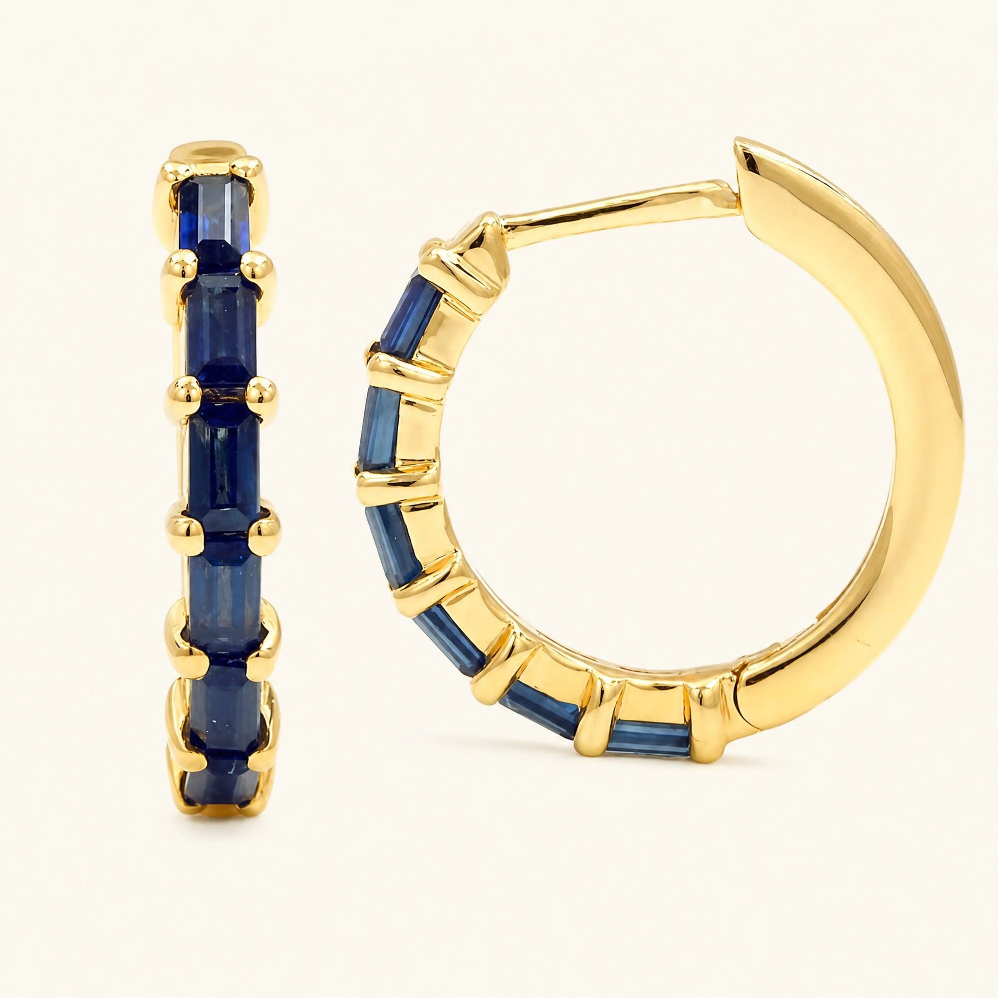 Yatra Sapphire Hoops - yellow gold