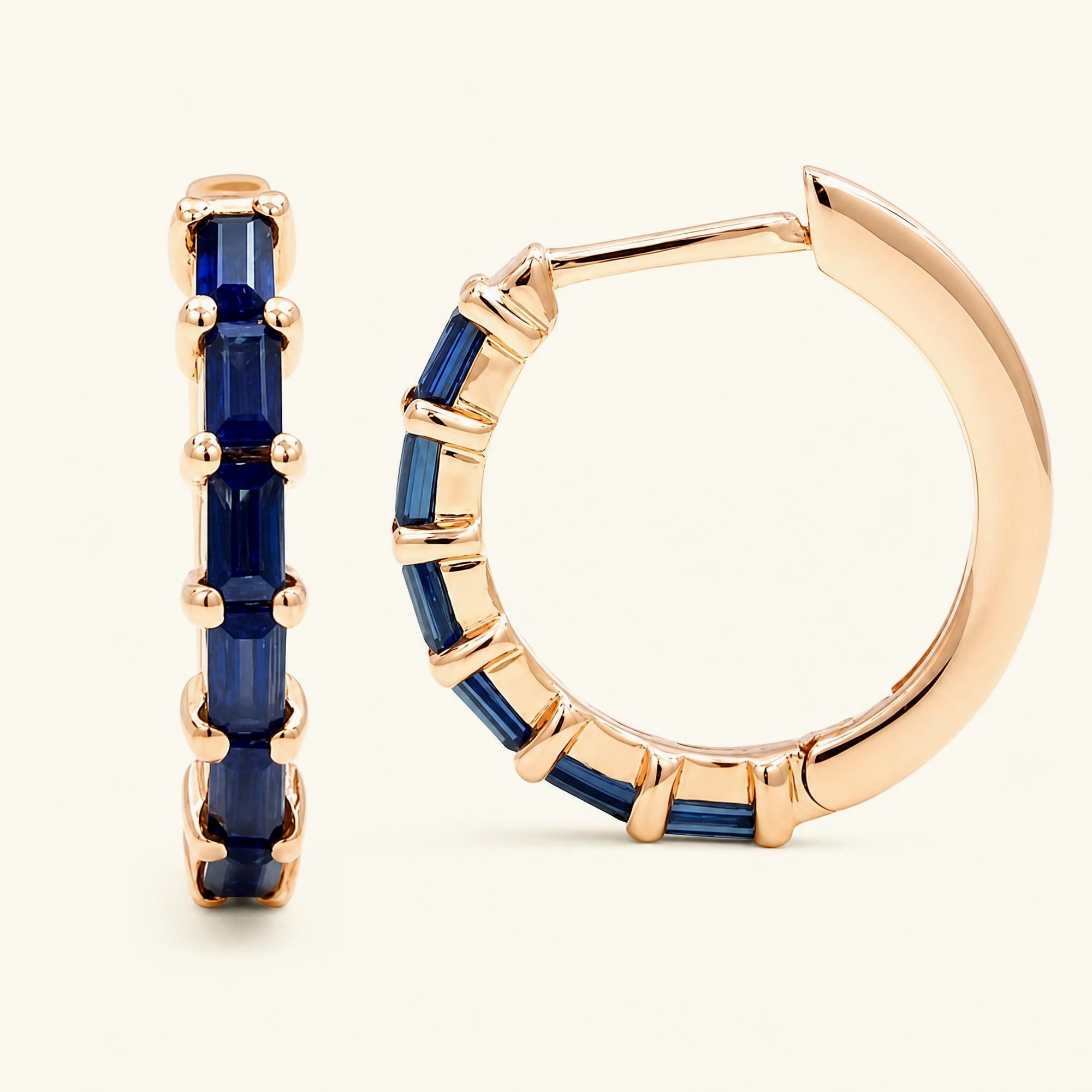 Yatra Sapphire Hoops - rose gold