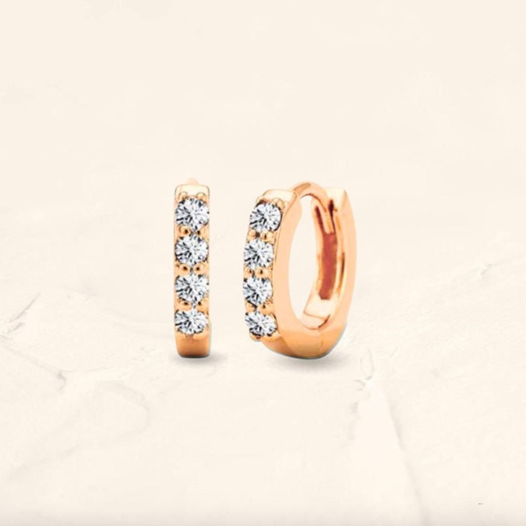 Petite créoles en diamant en or rose 18 carats