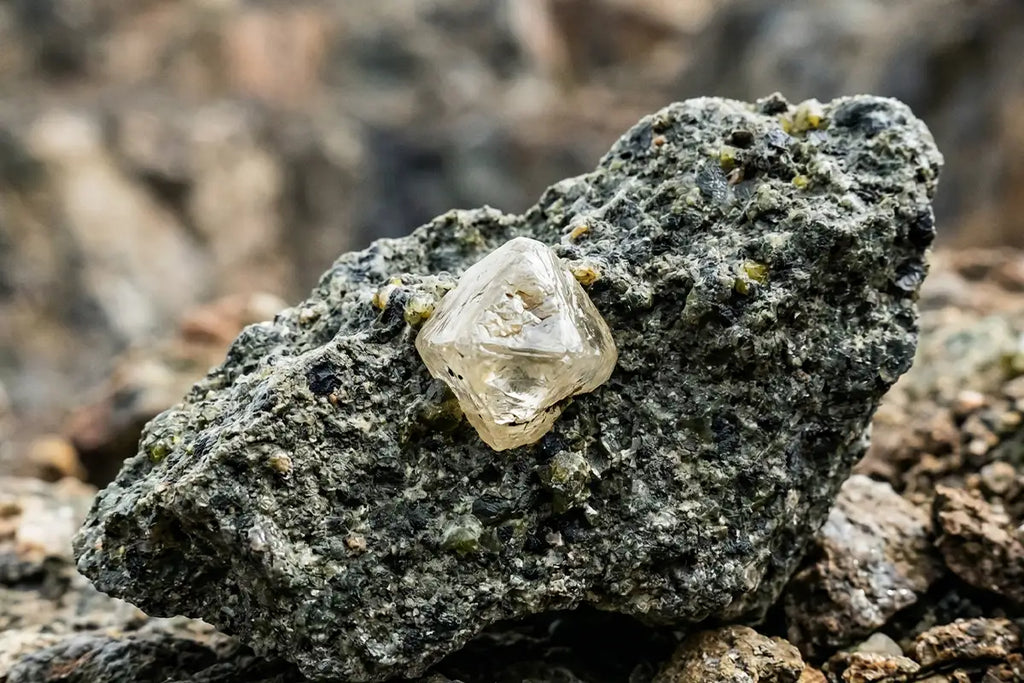 Raw kimberlite with a natural diamond inclusion
