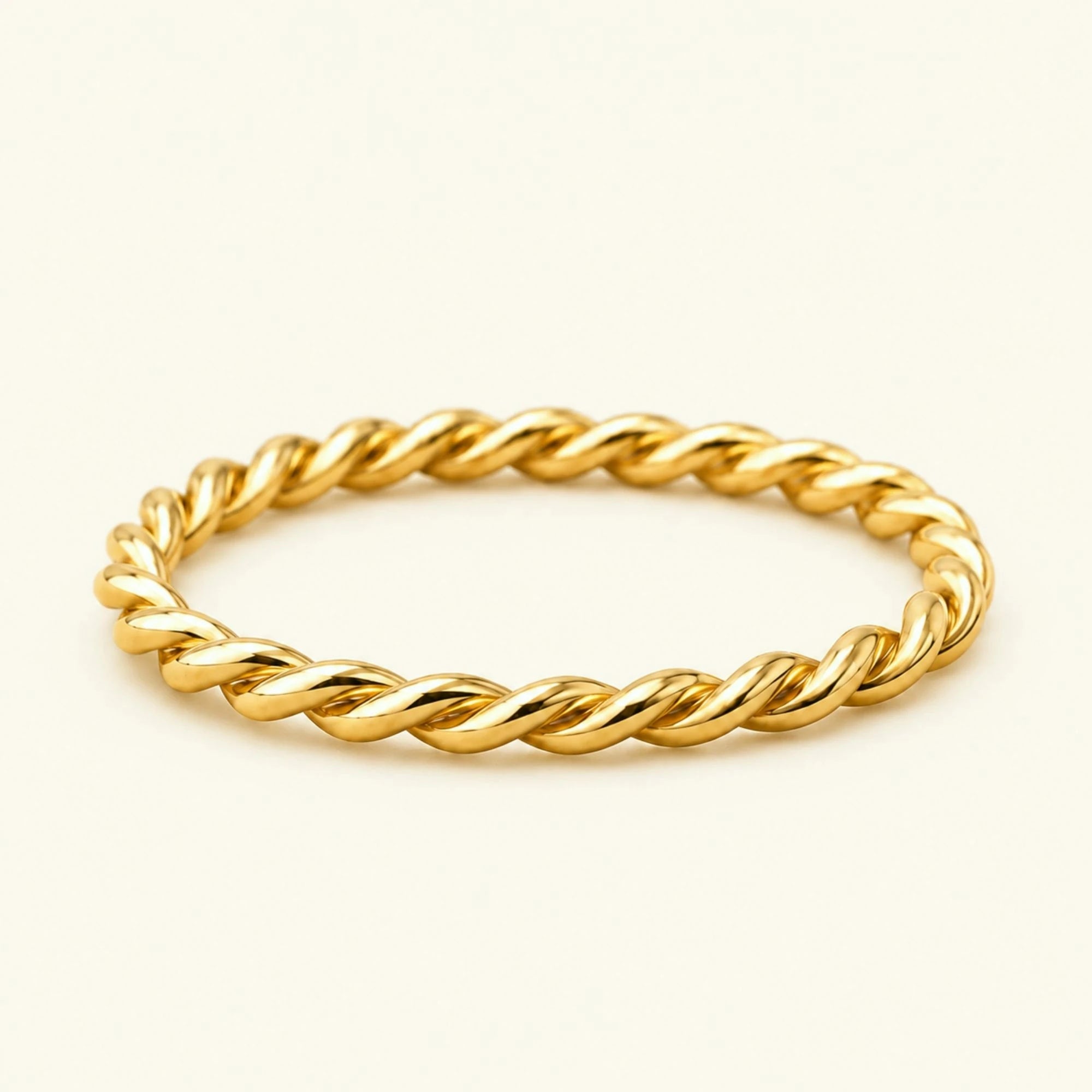 Musubi twisted wedding band in 18k yellow gold, fine rope-effect ring