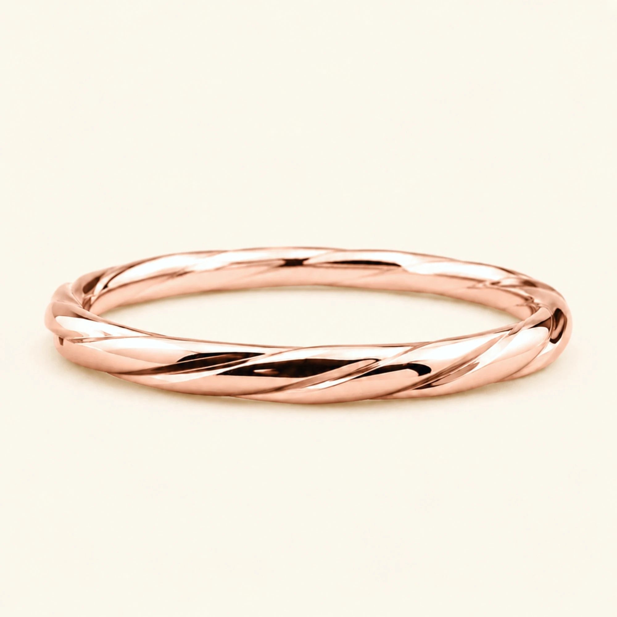 Vasuki twisted men's wedding band in 18k rose gold, coiled ring