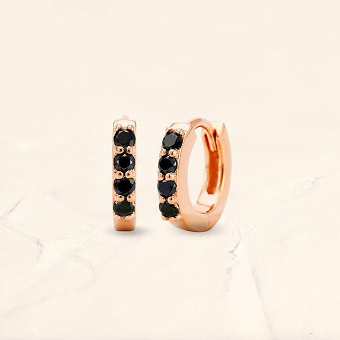 mini créoles diamant noir en or rose sumitra