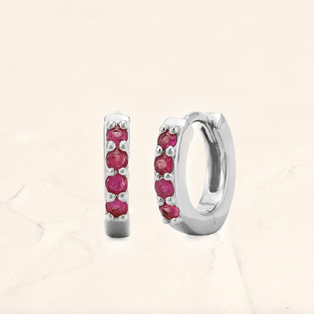 Créoles rubis Sumitra en or blanc