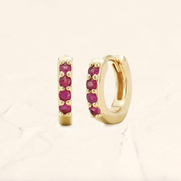 Sumitra hoop earrings in 18-carat vermeil gold and rubies