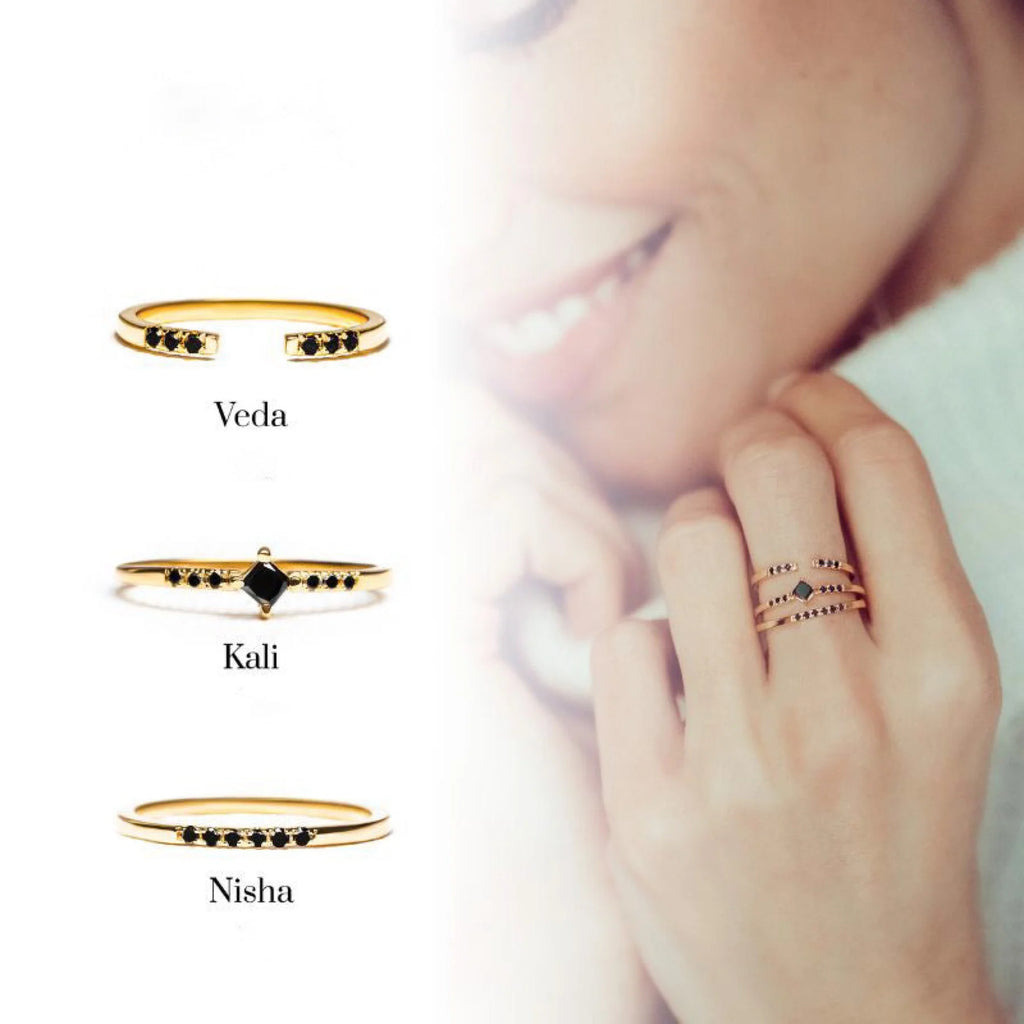 Mayuri Diamond ring in 18K Yellow Gold worn on skin