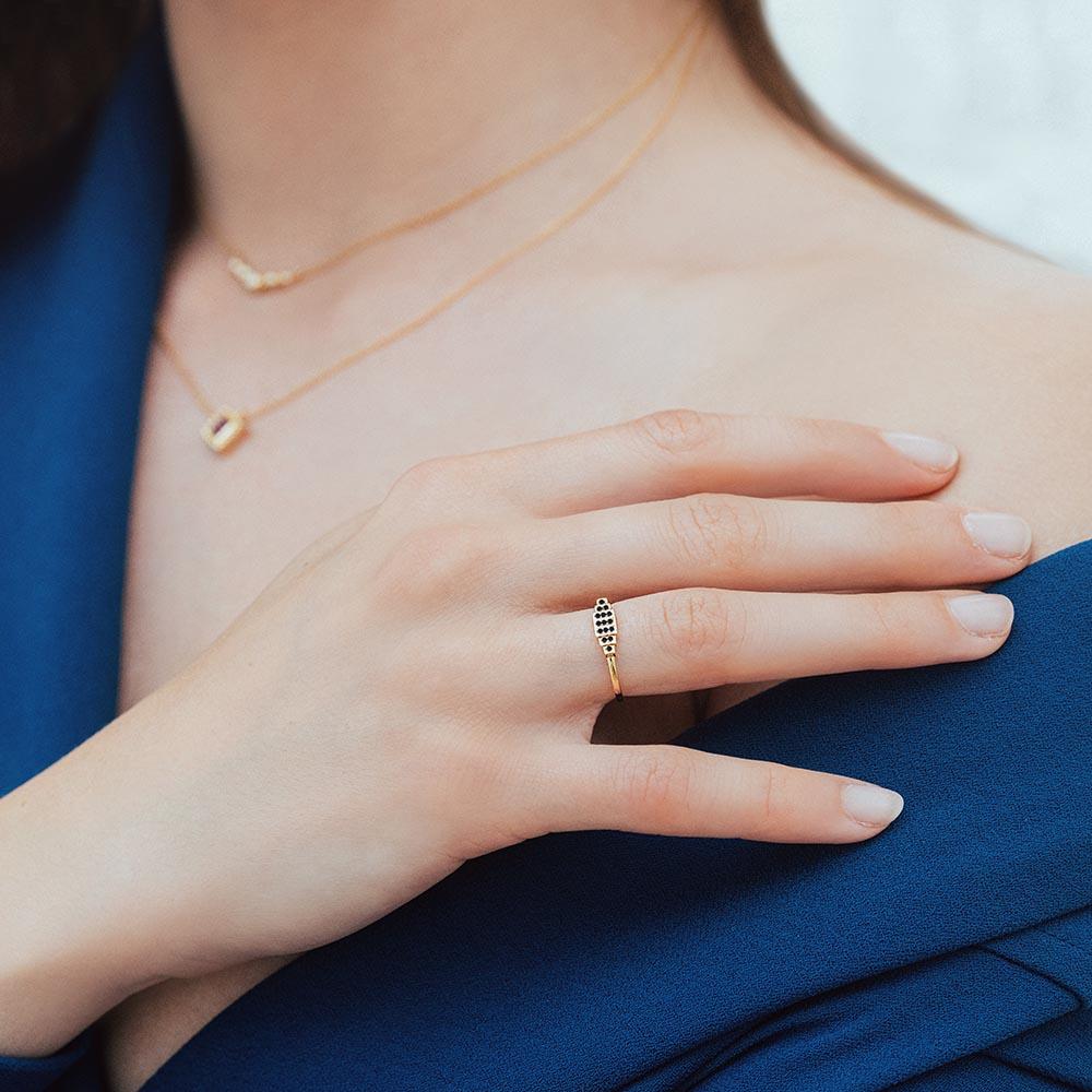 Bague géométrique Brami XL en diamant noir