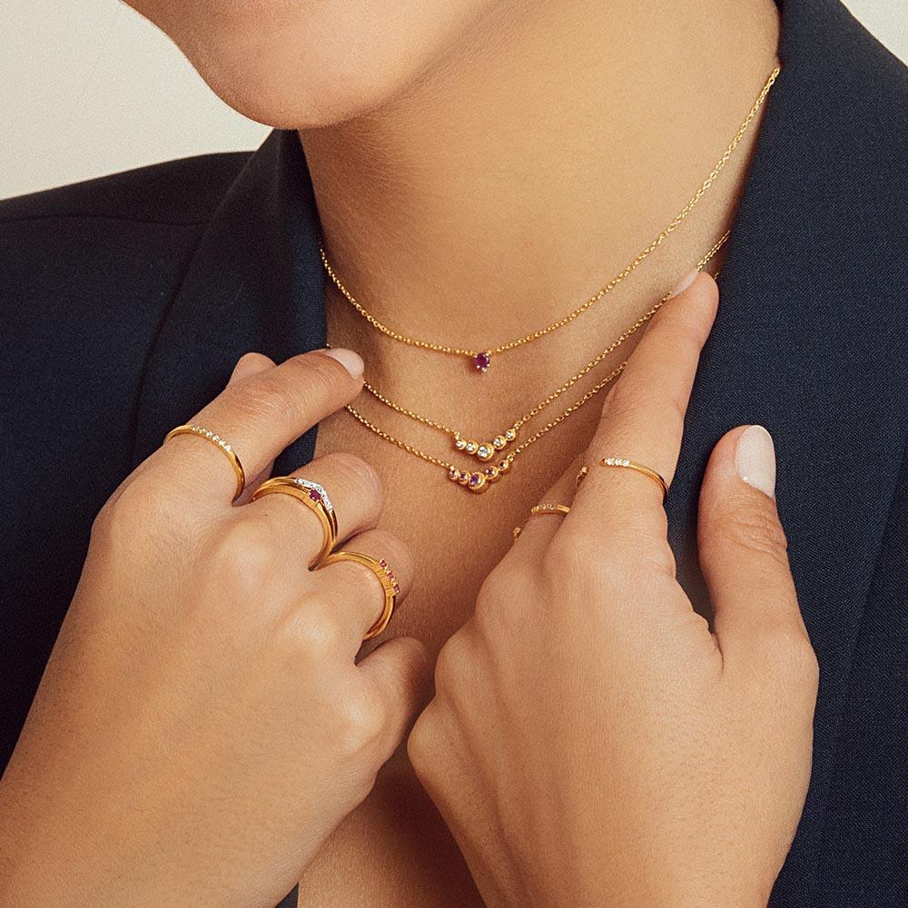 ruby and diamond jewelry set in vermeil gold