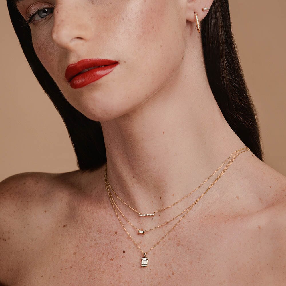 parure de colliers fins en diamant rond et baguettes