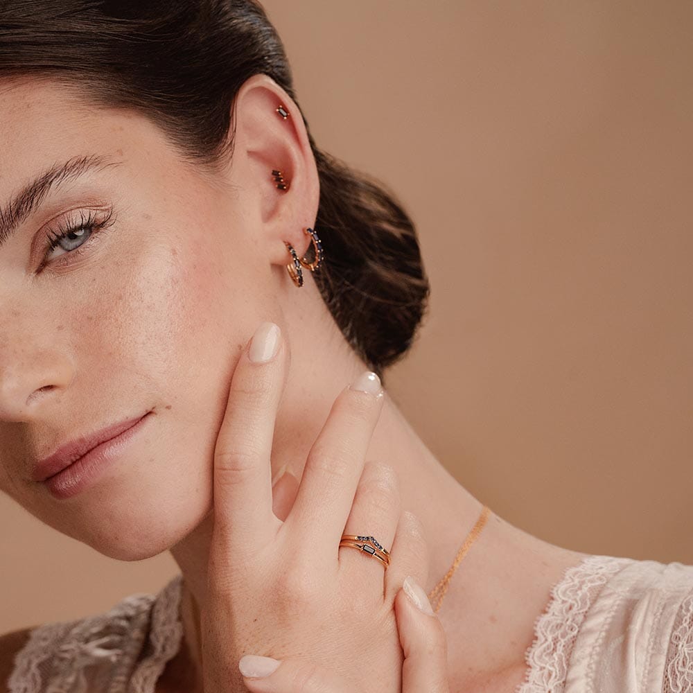 Créoles Yatra Saphir et boucles d'oreilles en saphir assorties